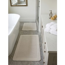My Evilla Sisal Vektör Kaymaz Tabanlı Kolay Silinebilir 2li Beyaz Banyo Paspas Seti 60X100-50X60