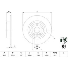 Bosch Depomix Fren Diski Arka Land Rover Range Rover Evoque L538 11-19