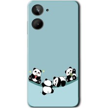 Le Balvo Realme 10 4g Uyumlu Panda Ailesi Baskılı Silikon Kılıf