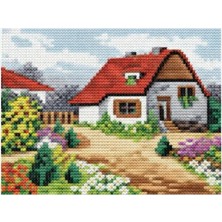 İğne İzi Desenli Kanaviçe Seti – El Işi Nakış Kiti, Renkli Ipliklerle Tam Set 20X28