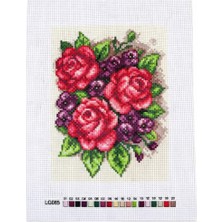 İğne İzi Desenli Kanaviçe Seti – El Işi Nakış Kiti, Renkli Ipliklerle Tam Set 20X28