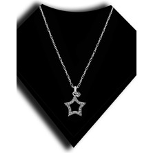 Roxx Jewellery 925 Ayar Gümüş Ataç Zincirli Taşlı Yıldız Kadın Kolye