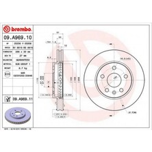 Brembo Depomix Ön Fren Aynasi Insignia A 08- Saab 9-5 YS3G 10- 16 Jant 296X30X5DLXHALI 13501307-569063