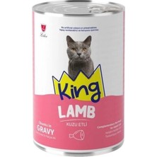 King Sos Içerisinde Et Parçacıklı Kuzu Etli Yetişkin Kedi Konservesi 400GR