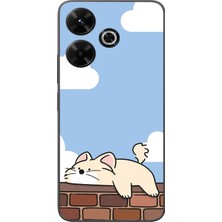Le Balvo Redmi 13 Uyumlu Duvar Üstünde Kedi Baskılı Silikon Kılıf