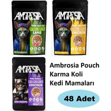 Ambrosia Kuzulu Yetişkin/tavuklu Yetişkin/tavuklu Yavru Pouch Kedi Maması 48 Adet
