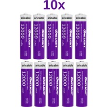 farissu 18650 Şarjlı Li-Ion Pil 3.7V 12000MAH Yazılı 39 Gram Güçlü Batarya 10 Adet