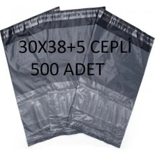 Baskısız Gri Renk 30X38+5 Poşeti 500 Adet Dayanıklı Cepli Kargo Poşeti Cac Plastik