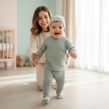 Ürünya Unisex Bebek Pamuklu Şapkalı 3'lü Takım