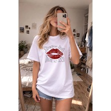 Shain Strawberry Baskılı Bisiklet Yaka Beyaz Tişört T-Shirt
