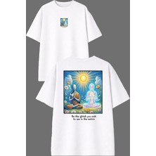 Vsrn Be The Glitch Tasarım Ön Arka Baskılı Beyaz Oversize T Shirt