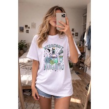 Shain Kokteil Baskılı Bisiklet Yaka Beyaz Tişört T-Shirt