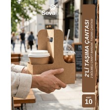 Sevapet 2'li Craft Bardak Taşıma Çantası / 10 Adet Paket Servis Kutusu
