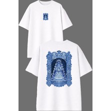 Vsrn Kraliçe Tarihi Tasarım Ön Arka Baskılı Beyaz Oversize T Shirt