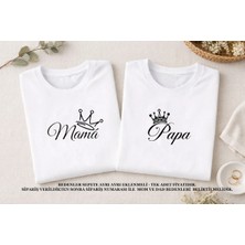 Shain Mom Dad Baskılı Cinsiyet Partisi Anne Baba Beyaz Tişört