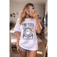 Shain Pink Floyd Baskılı Bisiklet Yaka Beyaz Tişört T-Shirt