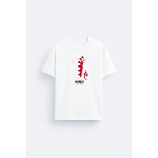 Shain Bahrain Bahrain Baskılı %100 Pamuklu Kumaş Beyaz Tişört T-Shirt