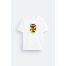 Shain Romanya Romania Baskılı Bisiklet Yaka Siyah Tişört T-Shirt