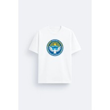 Shain Kırgızistan Baskılı Bisiklet Yaka Siyah Tişört T-Shirt