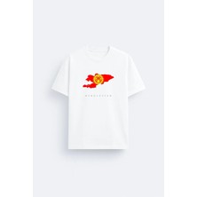 Shain Kırgızistan Baskılı Bisiklet Yaka Siyah Tişört T-Shirt