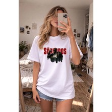 Shain Sopranos Baskılı Bisiklet Yaka Beyaz Tişört T-Shirt