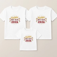 Shain 2026 Yeni Yıl Yılbaşı Noel Baba Christmas Baskılı Anne Baba Çocuk Aile Tişört Kombin