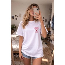 Shain Love Pinterest Baskılı Bisiklet Yaka Beyaz Tişört T-Shirt