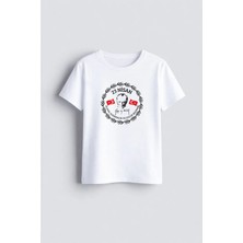 Shain 23 Nisan Ulusal Egemenlik Çocuk Bayramı Baskılı Bisiklet Yaka Beyaz Çocuk Tişört T-Shirt
