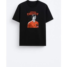 Shain Johan Cruyff Baskılı Pamuklu Kumaş Siyah Tişört T-Shirt