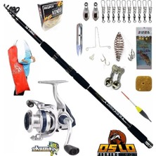 Okuma Aria-6000 Oslo Black Fight 360cm 100-200gr Profesyonel Surf Sazan Kıyı Olta Takımı Seti