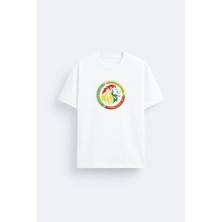 Shain Senegal Milli Futbol Takımı Baskılı Pamuklu Kumaş Beyaz Tişört T-Shirt