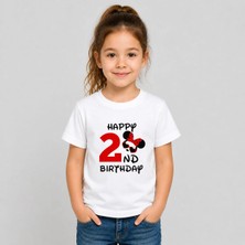 Shain Kişiye Özel Yaş Numara Doğum Günü Baskılı Beyaz Kız Çocuk Tişört T-Shirt