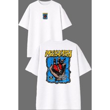 Vsrn Mtsery Tasarım Ön Arka Baskılı Beyaz Oversize T Shirt