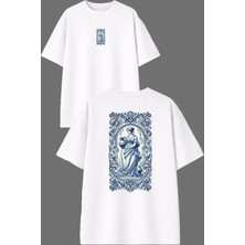 Vsrn Tarihi Testi Tasarım Ön Arka Baskılı Beyaz Oversize T Shirt