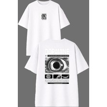 Vsrn Dopamıne Tasarım Ön Arka Baskılı Beyaz Oversize T Shirt