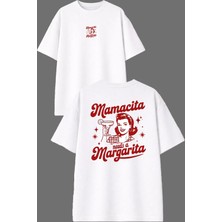 Vsrn Mamacita Tasarım Ön Arka Baskılı Beyaz Oversize T Shirt