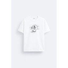 Shain Baba Dad Babalar Günü Baskılı Pamuklu Kumaş Beyaz Tişört T-Shirt