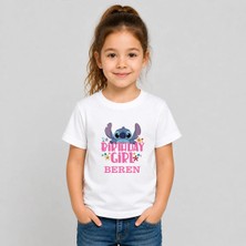Shain Kişiye Özel Isim Doğum Günü Baskılı Beyaz Kız Çocuk Tişört T-Shirt