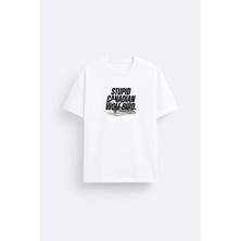 Shain Heated Rivalry Stupıd Canadıan Wolf Bird Baskılı Bisiklet Yaka Beyaz Tişört T-Shirt