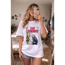 Shain The Shining Baskılı Bisiklet Yaka Beyaz Tişört T-Shirt