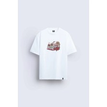 Shain Pinterest Baskılı Bisiklet Yaka Beyaz Tişört T-Shirt
