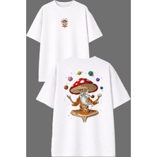 Vsrn Dünyayı Yöneten Tasarım Ön Arka Baskılı Beyaz Oversize T Shirt