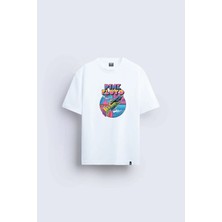 Shain Pink Floyd Baskılı Bisiklet Yaka Beyaz Tişört T-Shirt