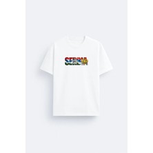 Shain Sırbistan Serbia Baskılı Bisiklet Yaka Siyah Tişört T-Shirt