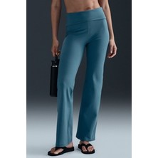 Nike Training One High Rise Foldover Pants Kadın Yüksek ve Katlanabilir Bel Eşofman Altı Mavi