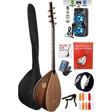 İstanbul Müzik Amfi Çıkışlı Ceviz Kısa Sap Yüksek Kaliteli Saz Full Set Yedek Tel Akort Aleti Kapo Metod ve Tezene Hediyeli