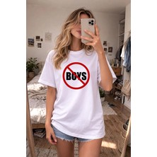 Shain Boys Baskılı Bisiklet Yaka Beyaz Tişört T-Shirt