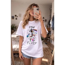Shain Pink Floyd Baskılı Bisiklet Yaka Beyaz Tişört T-Shirt