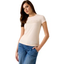 Guess W5GI04J1314J1314 Cn Ss Logo Lace Tee Kadın Tişört