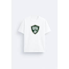Shain Özbekistan Ufa Milli Futbol Takımı Baskılı Pamuklu Kumaş Beyaz Tişört T-Shirt